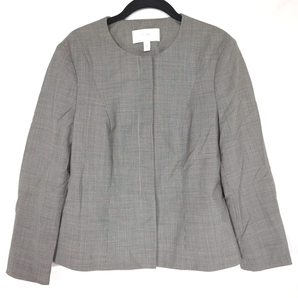HUGO BOSS Blazer Jacket 10 Houndstooth JAVILLA Stretch WOOL‎ Blend Black White